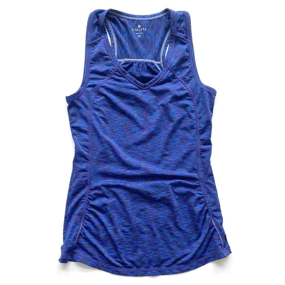 Athleta Ruched Racerback Running Tank Purple Spacedye XS